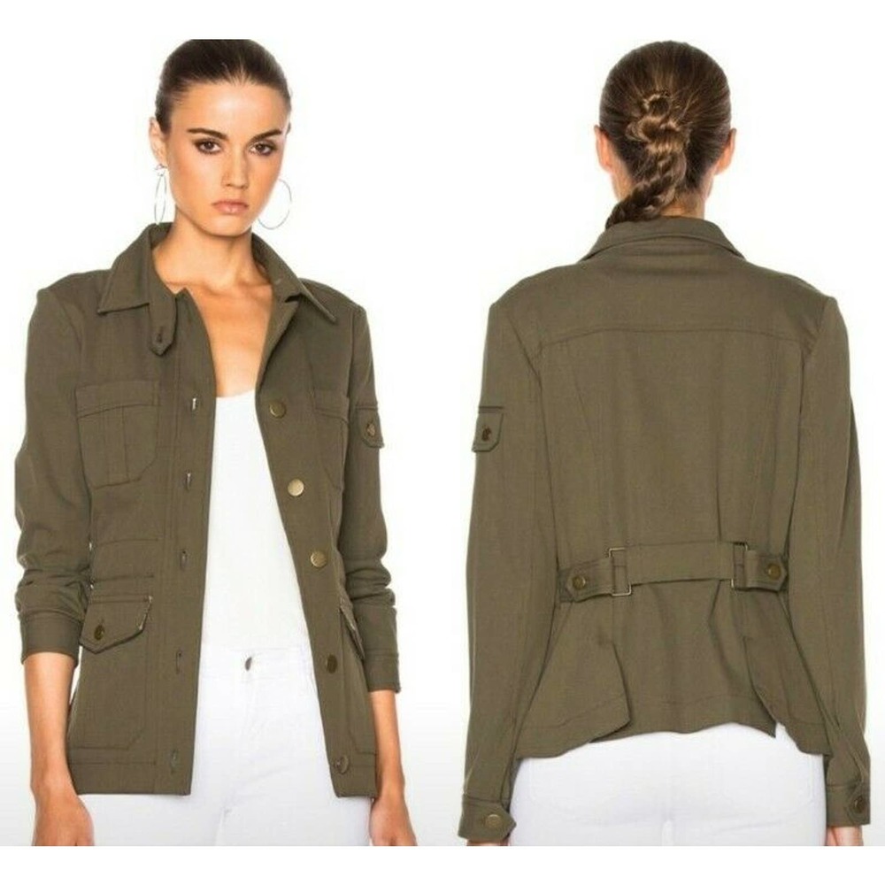Veronica Beard Camp Jacket Olive Green Utility
